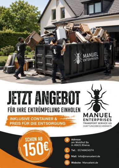 Entrümpelung 48431 Wohnungsauflösung 48429 Hausräumung 48432 Rheine Entrümpelungsfirma Gellendorf Elte Rheine Sperrmüllabholung Mesum Keller